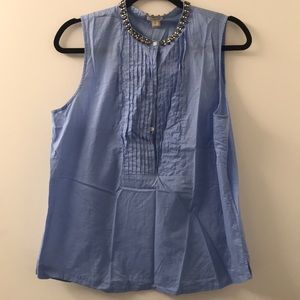 Blue J.crew blouse with beaded collar - size 12
